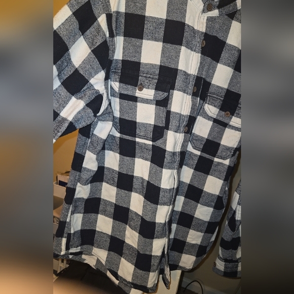 Mens Black and White Plaid Button-Up Shirt - Picture 3 of 4